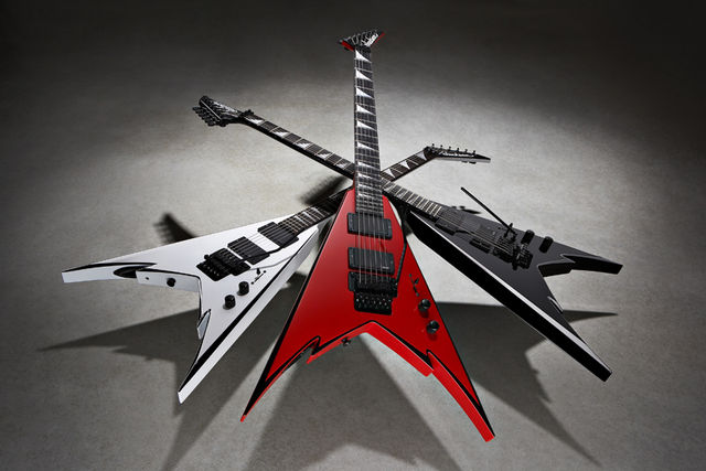 Jackson's new Demmelition King V models. Rawk!